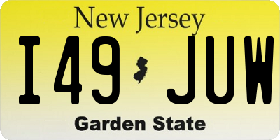 NJ license plate I49JUW
