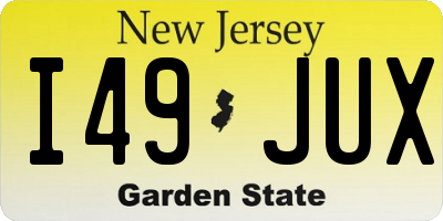 NJ license plate I49JUX
