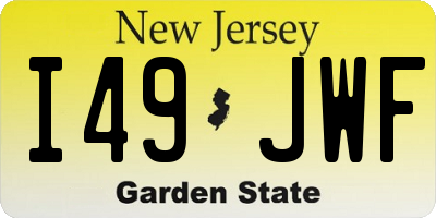 NJ license plate I49JWF