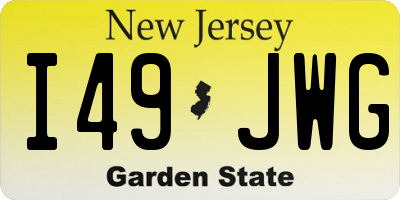 NJ license plate I49JWG