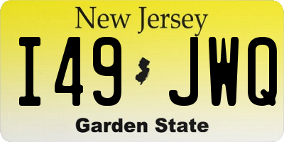NJ license plate I49JWQ
