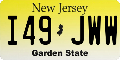 NJ license plate I49JWW
