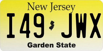 NJ license plate I49JWX