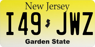 NJ license plate I49JWZ