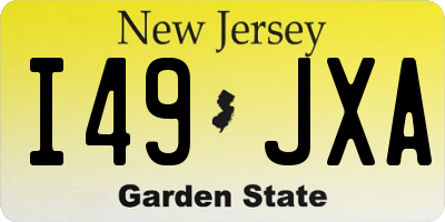 NJ license plate I49JXA