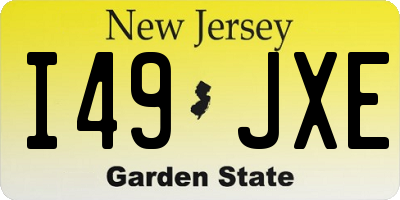 NJ license plate I49JXE
