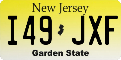 NJ license plate I49JXF