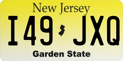 NJ license plate I49JXQ