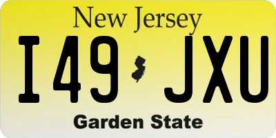 NJ license plate I49JXU