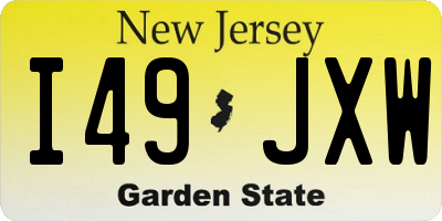 NJ license plate I49JXW