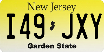 NJ license plate I49JXY