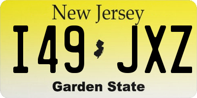 NJ license plate I49JXZ