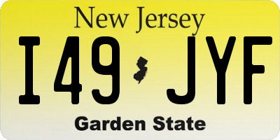 NJ license plate I49JYF