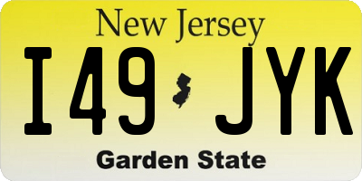 NJ license plate I49JYK