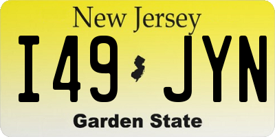 NJ license plate I49JYN