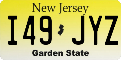 NJ license plate I49JYZ