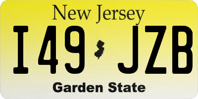 NJ license plate I49JZB