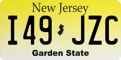 NJ license plate I49JZC