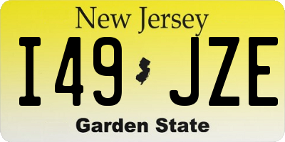 NJ license plate I49JZE
