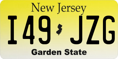NJ license plate I49JZG