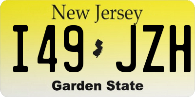 NJ license plate I49JZH