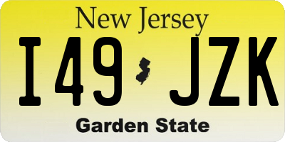NJ license plate I49JZK