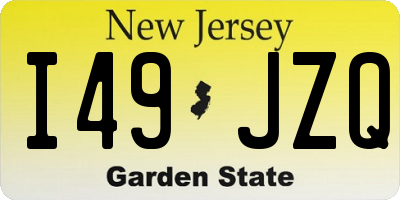 NJ license plate I49JZQ