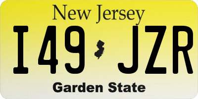 NJ license plate I49JZR