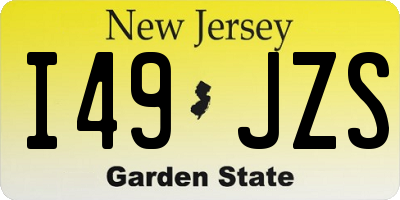 NJ license plate I49JZS