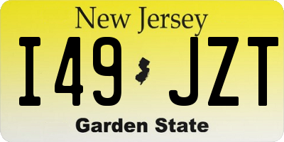 NJ license plate I49JZT