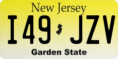NJ license plate I49JZV