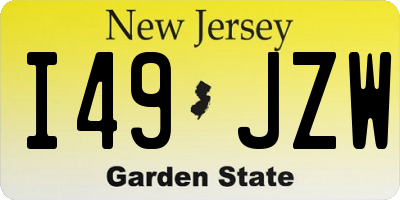 NJ license plate I49JZW