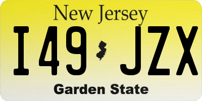 NJ license plate I49JZX