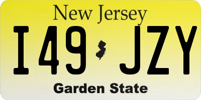 NJ license plate I49JZY