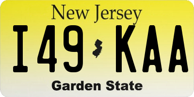 NJ license plate I49KAA