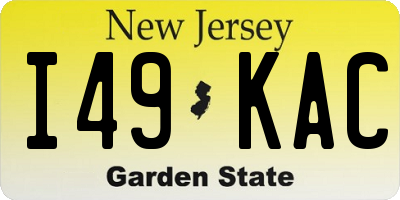 NJ license plate I49KAC