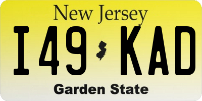 NJ license plate I49KAD