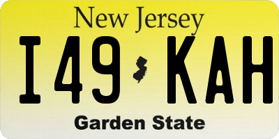 NJ license plate I49KAH