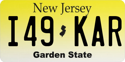 NJ license plate I49KAR