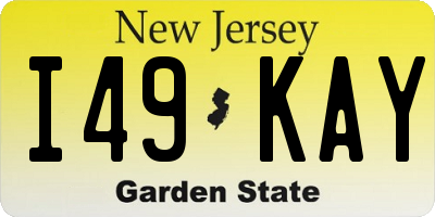 NJ license plate I49KAY