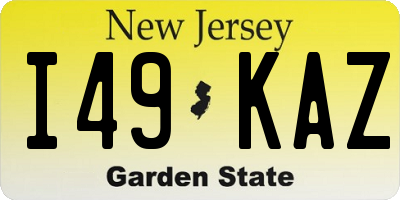NJ license plate I49KAZ
