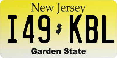 NJ license plate I49KBL