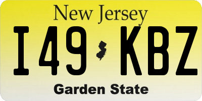 NJ license plate I49KBZ