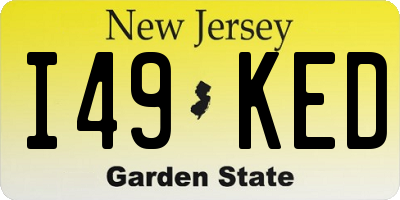 NJ license plate I49KED