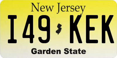 NJ license plate I49KEK