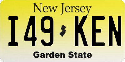 NJ license plate I49KEN