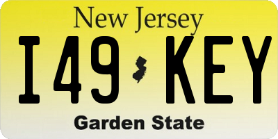 NJ license plate I49KEY