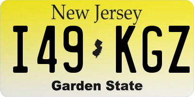 NJ license plate I49KGZ