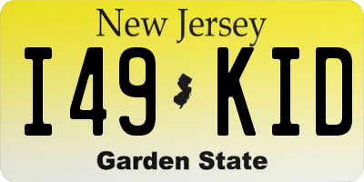 NJ license plate I49KID