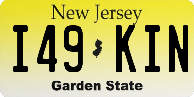 NJ license plate I49KIN